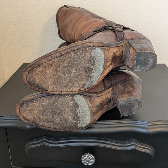 FRYE TAYLOR Brown Leather Harness Boots - 8 - Western, Cowboy - Picture 5 of 11